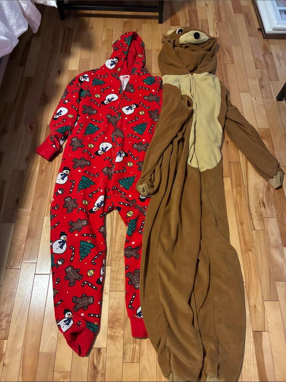 H&M Red Holiday Print Kids One-Piece Hooded Jumpsuit and Reindeer Suit